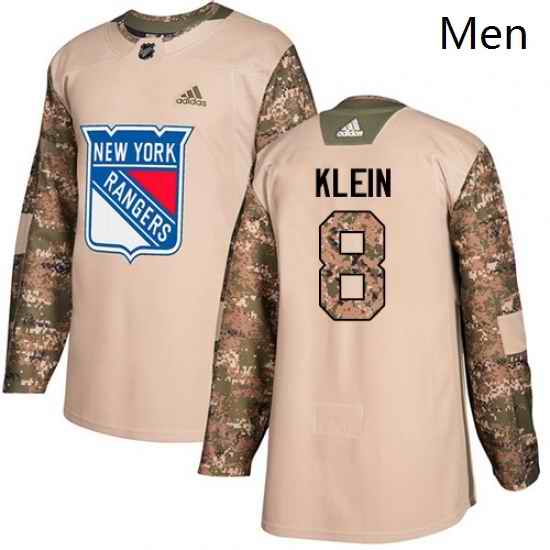 Mens Adidas New York Rangers 8 Kevin Klein Authentic Camo Veterans Day Practice NHL Jersey